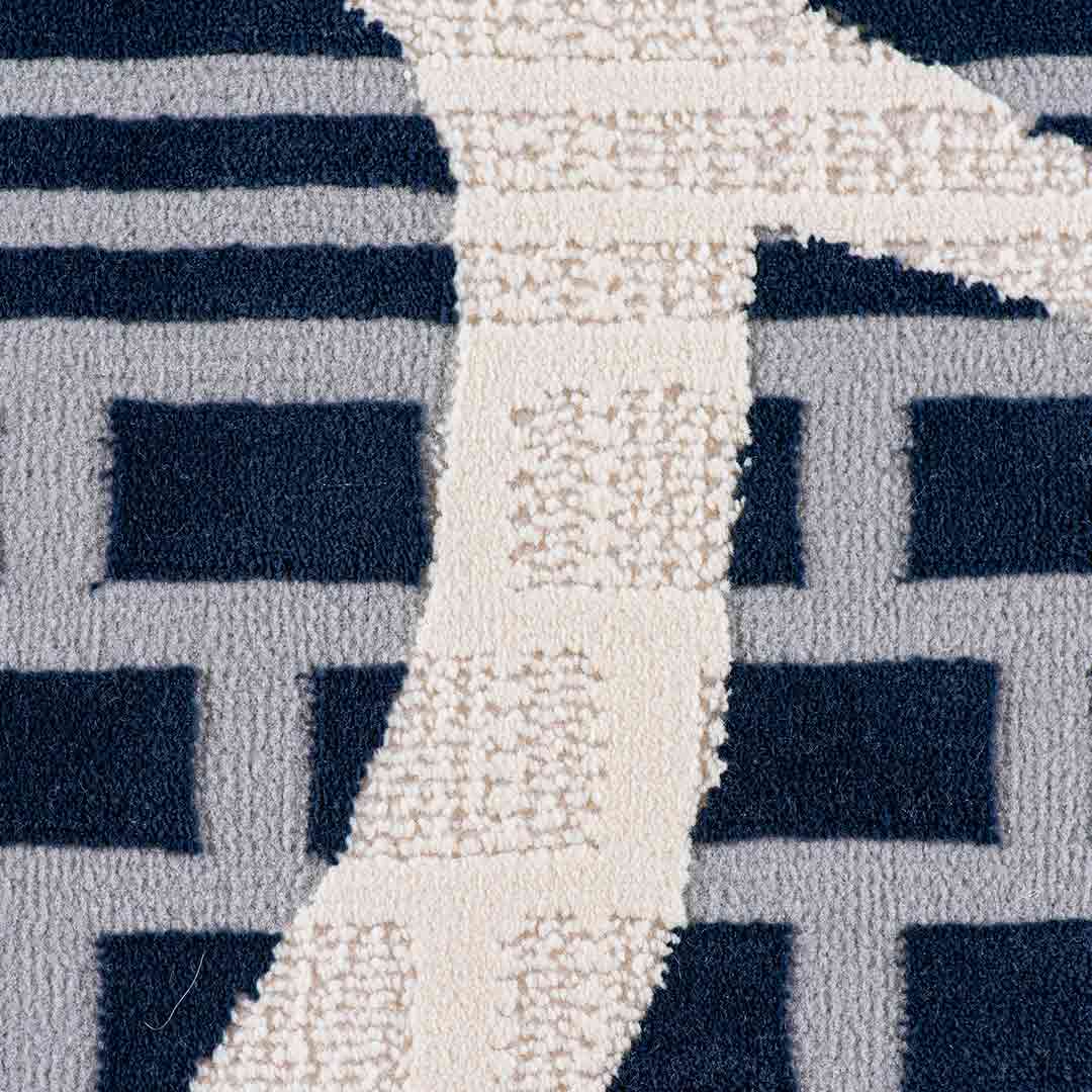 Tapete Decorativo Andora 1071C Azul / Ivory – Geométrico · Interior