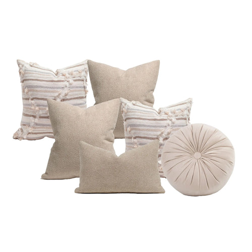 Set 6 Cojines Decorativos A&A Alba — Serenidad Natural y Textura · Interior