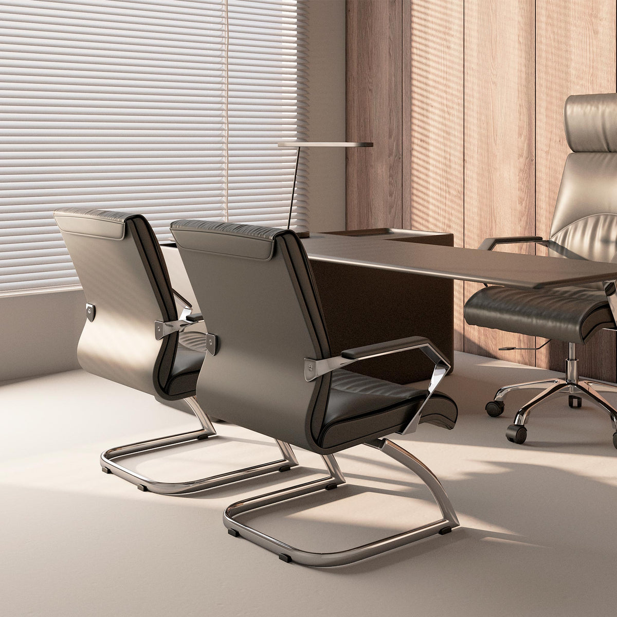 Silla de Visita OHV-308 Negra – Estilo Ejecutivo con Acabado en Soft Leather