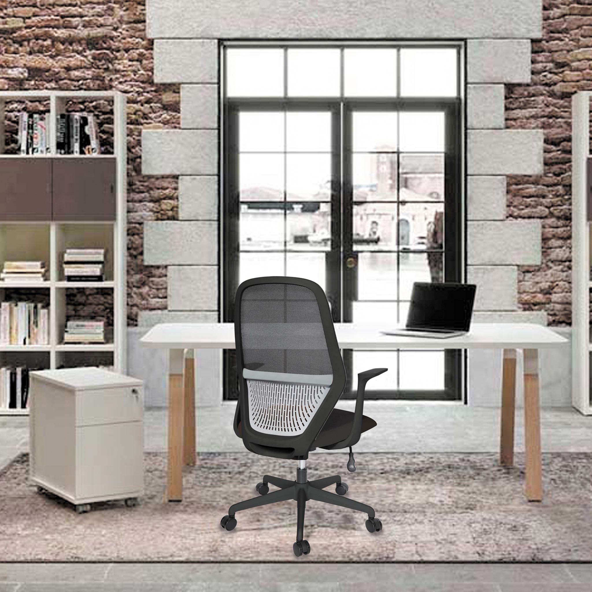Silla Operativa OHE-98 Negro – Diseño Ergonómico con Soporte Lumbar Integrado
