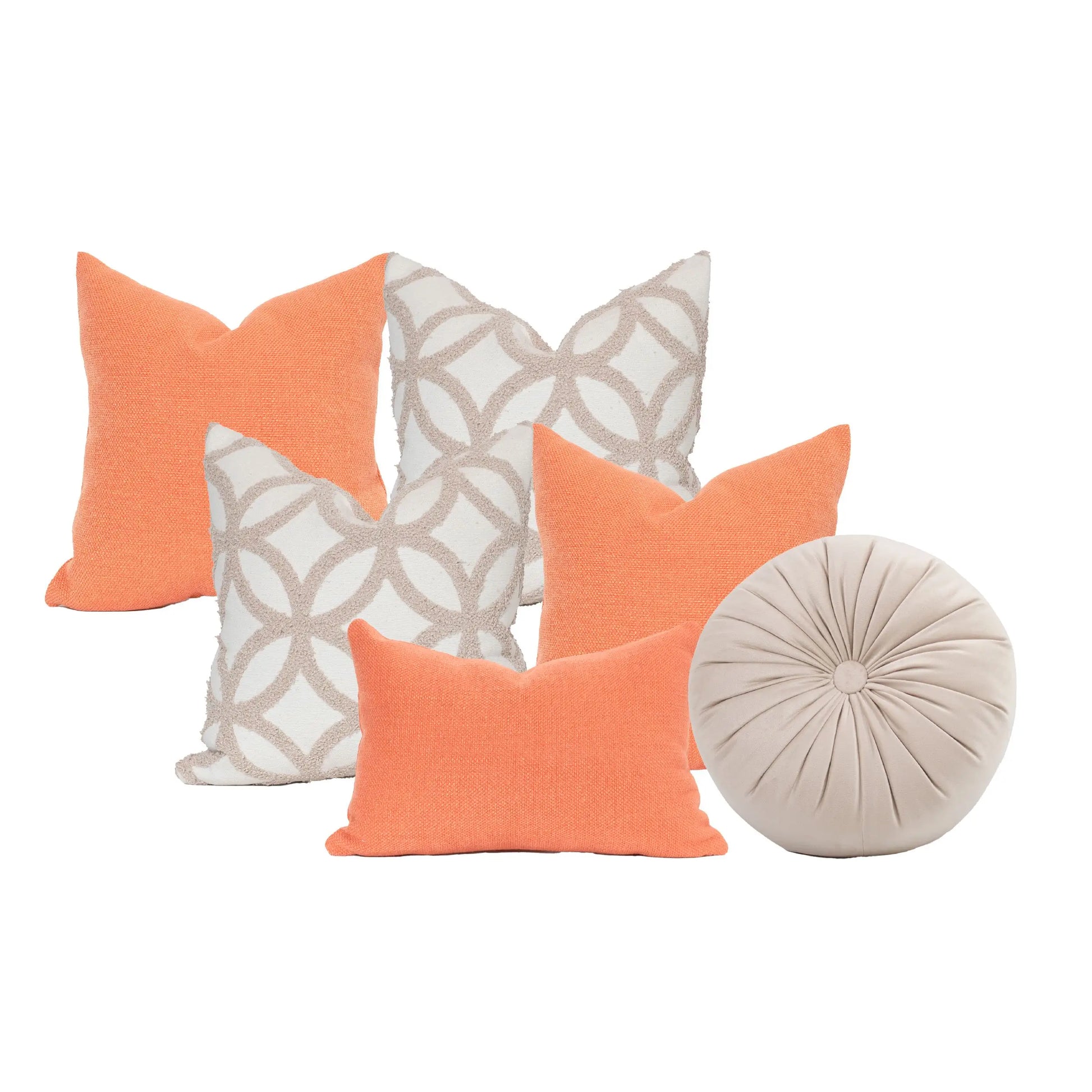 Set 6 Cojines Decorativos A&A Atardecer — Calidez Coral y Elegancia Natural · Interior
