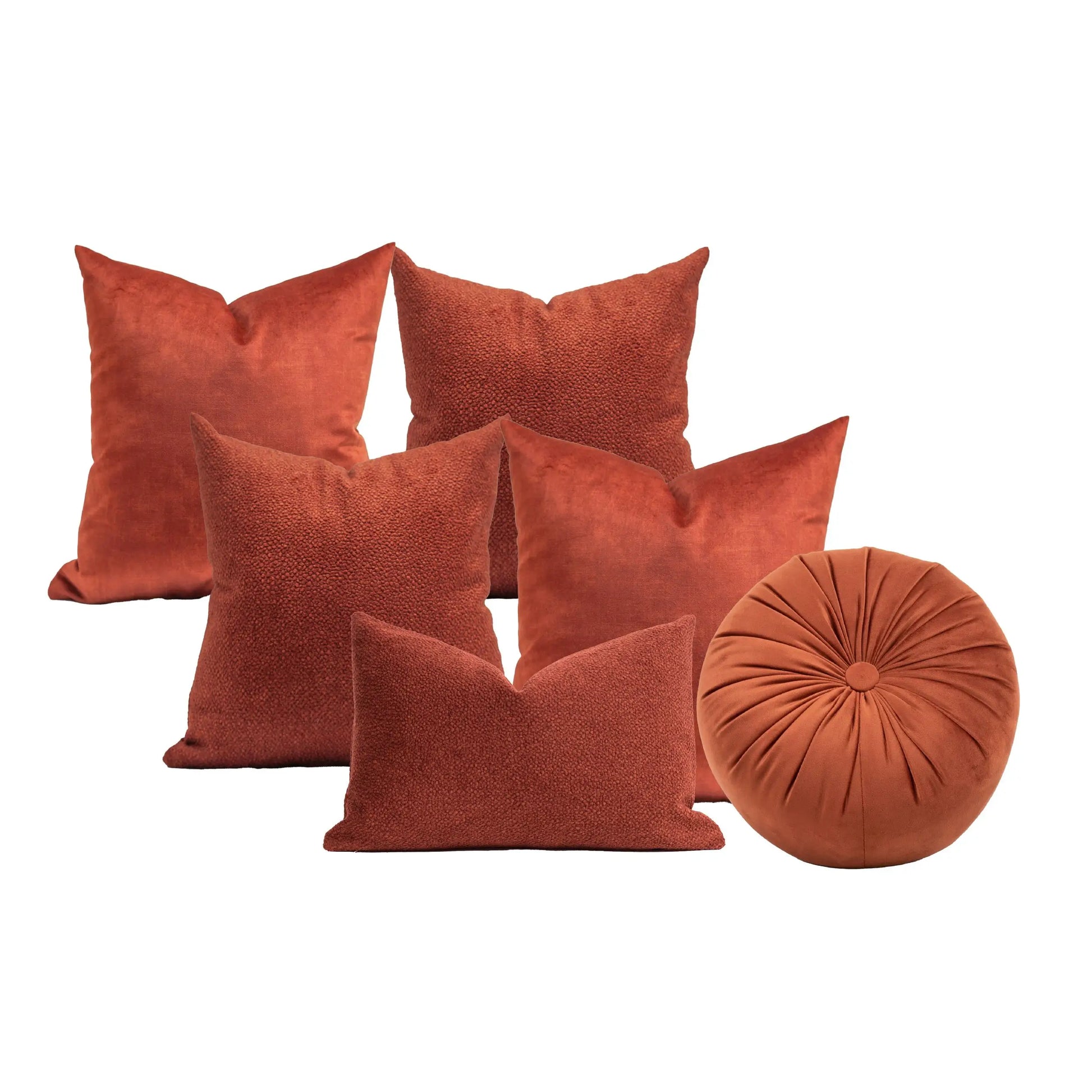 Set 6 Cojines Decorativos A&A Atardecer — Calidez Terracota Contemporánea · Interior