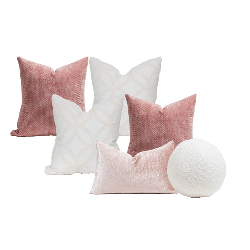 Set 6 Cojines Decorativos A&A Aurora — Luminosidad Rosa y Blanco · Interior