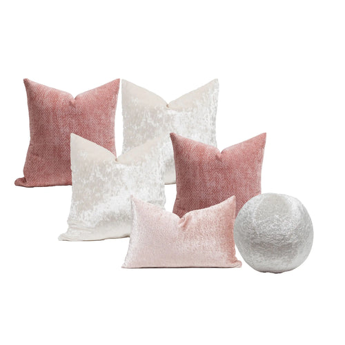 Set 6 Cojines Decorativos A&A Aurora — Blush & Plata Romántico · Interior