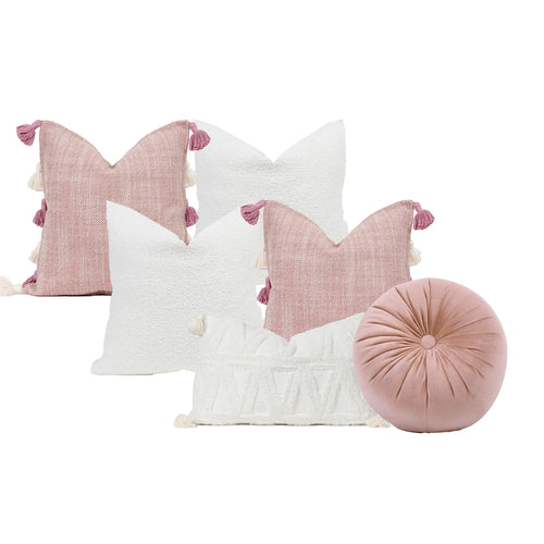 Set 6 Cojines Decorativos A&A Aurora — Suavidad Rosa Empolvado · Interior
