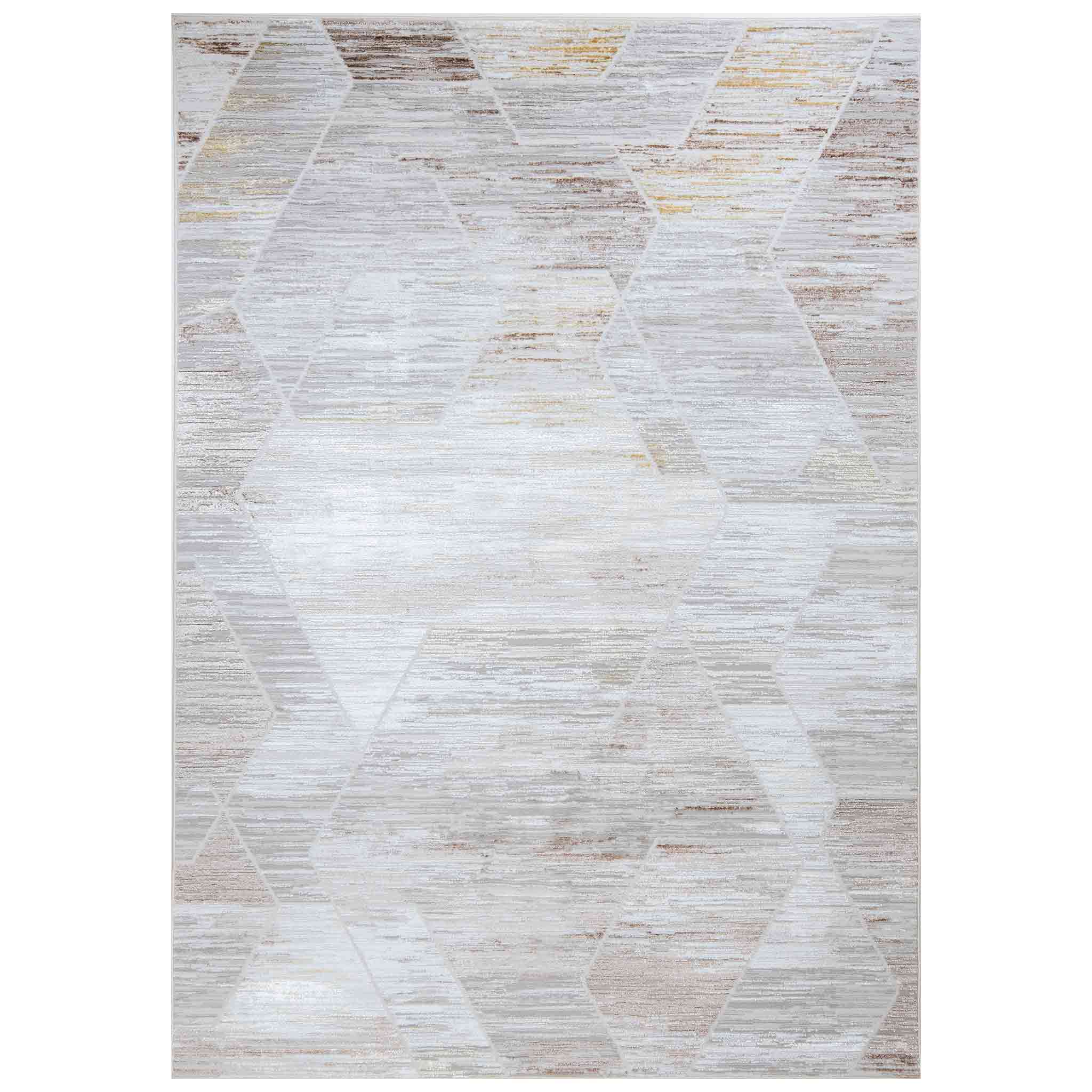 Tapete Decorativo Baltea R1007 Gris / Crema / Oro – Geométrico · Interior
