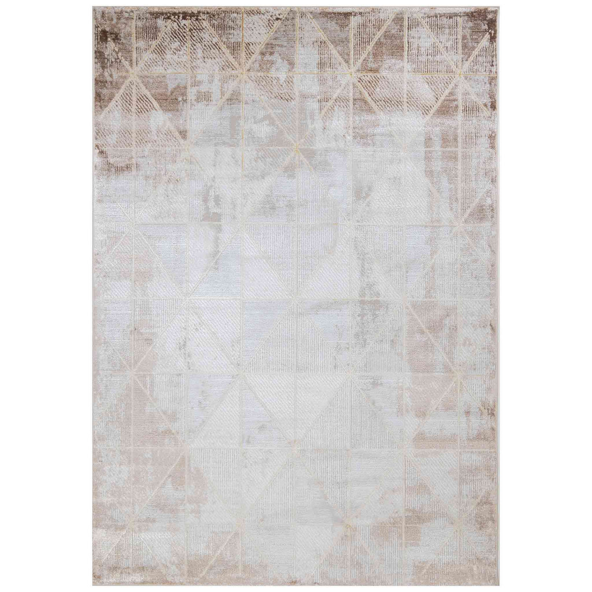 Tapete Decorativo Baltea R1008 Gris / Crema / Oro – Geométrico · Interior
