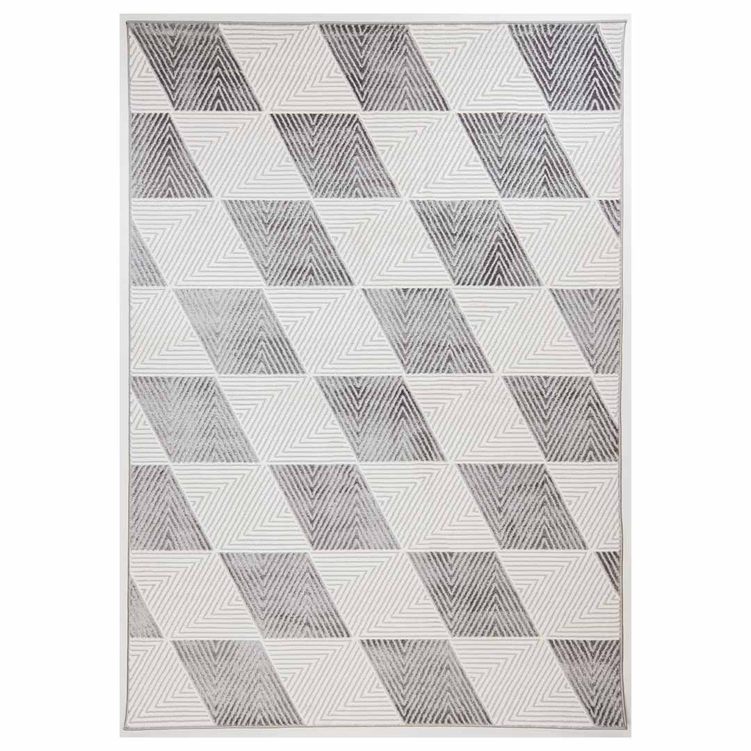 Tapete Decorativo Brenta U9006 Gris / Crema – Geométrico · Interior