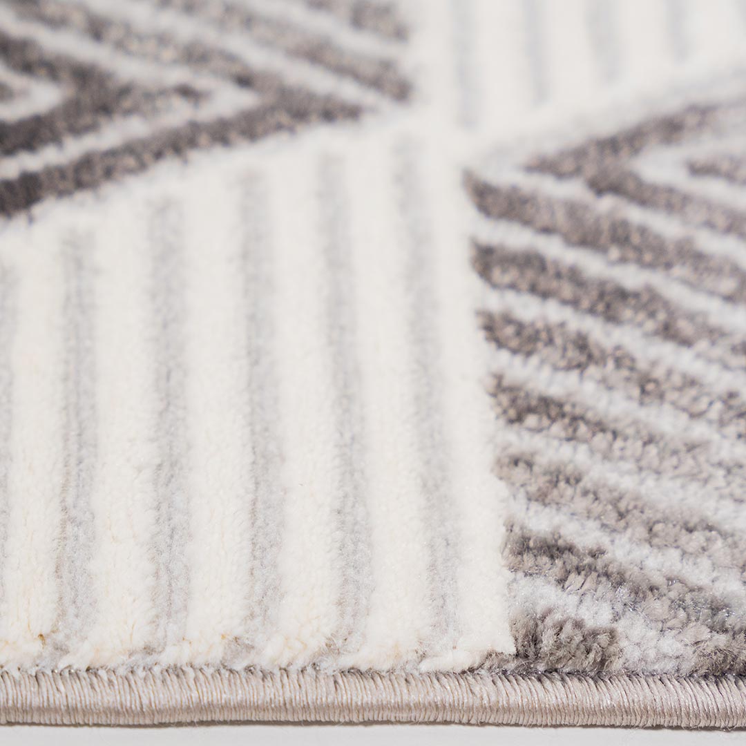Tapete Decorativo Brenta U9006 Gris / Crema – Geométrico · Interior