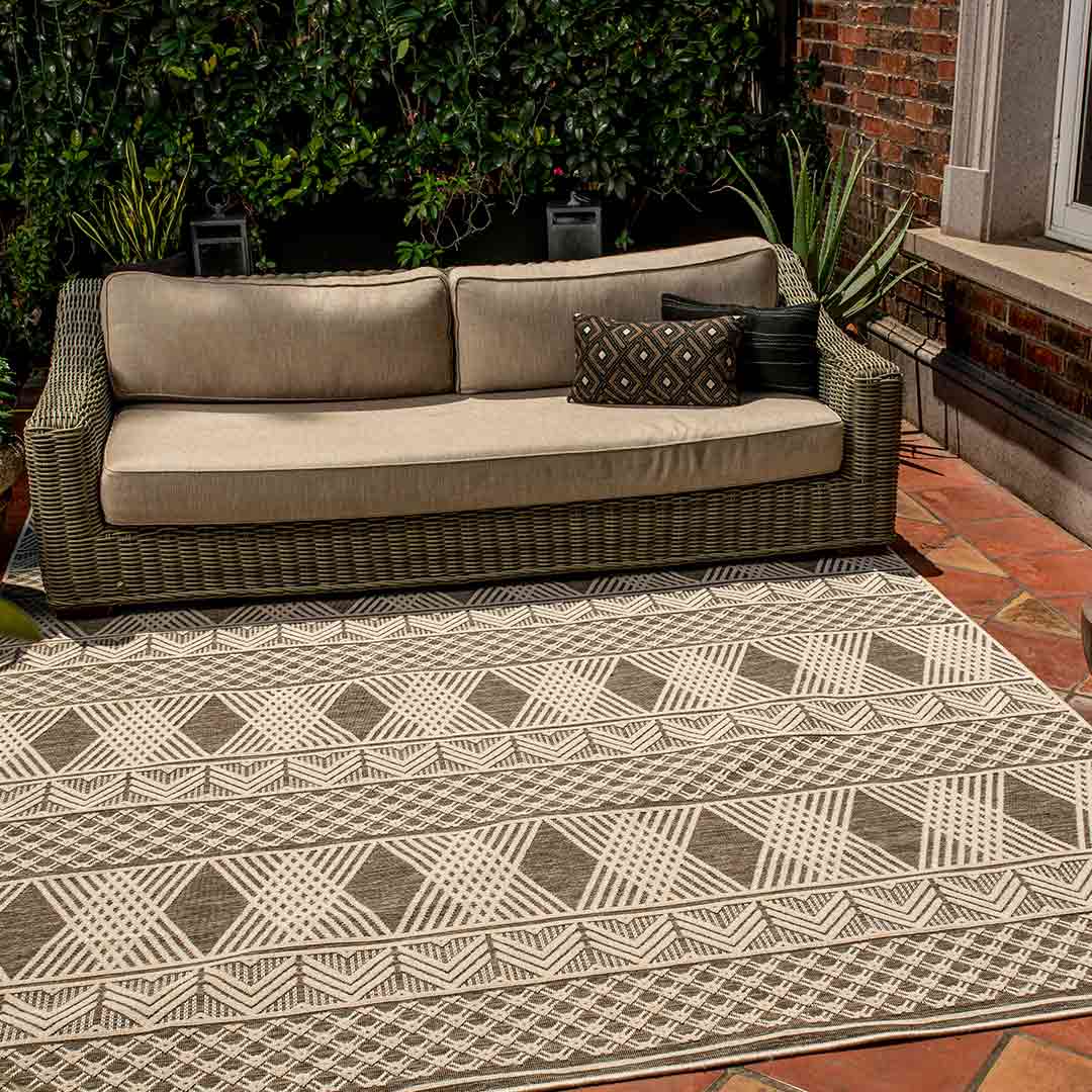 Tapete Decorativo Cabo 2008R Gris / Ivory – Geométrico · Exterior