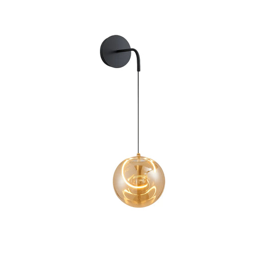 Arbotante Contemporáneo CLASSAR00050 Negro y Dorado con Vidrio Ámbar Class Iluminación