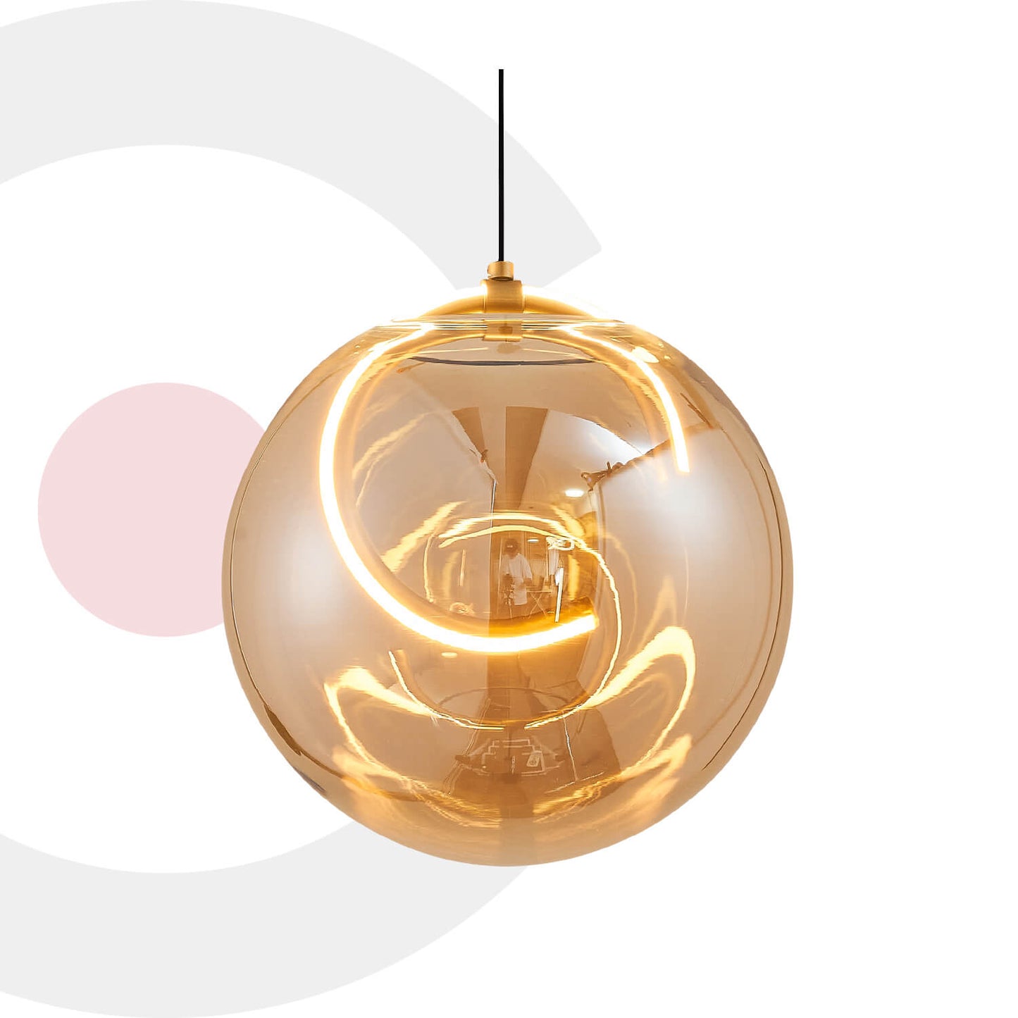 Candil Colgante Moderno CLASSCL00048 – Tres Esferas Ámbar con Iluminación LED Decorativa