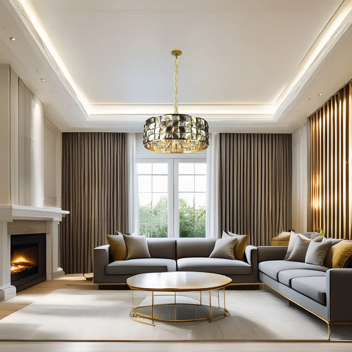 Candil Contemporáneo CLASSCL00080 Dorado y Humo Class Iluminación