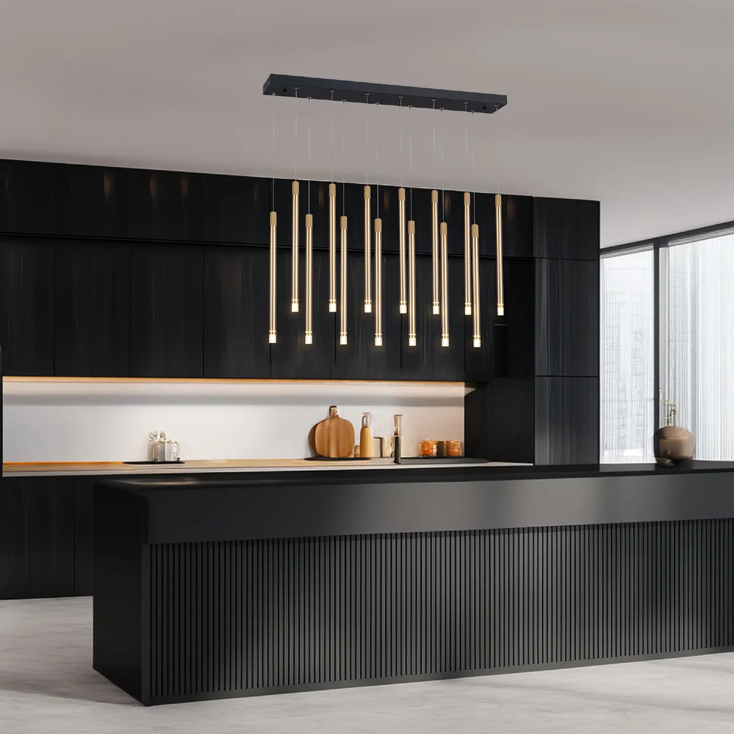 Candil Minimalista CLASSCL00250 Negro y Dorado Class Iluminación