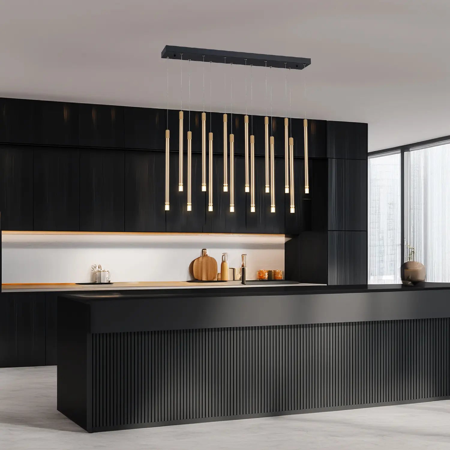 Candil Minimalista CLASSCL00250 Negro y Dorado Class Iluminación