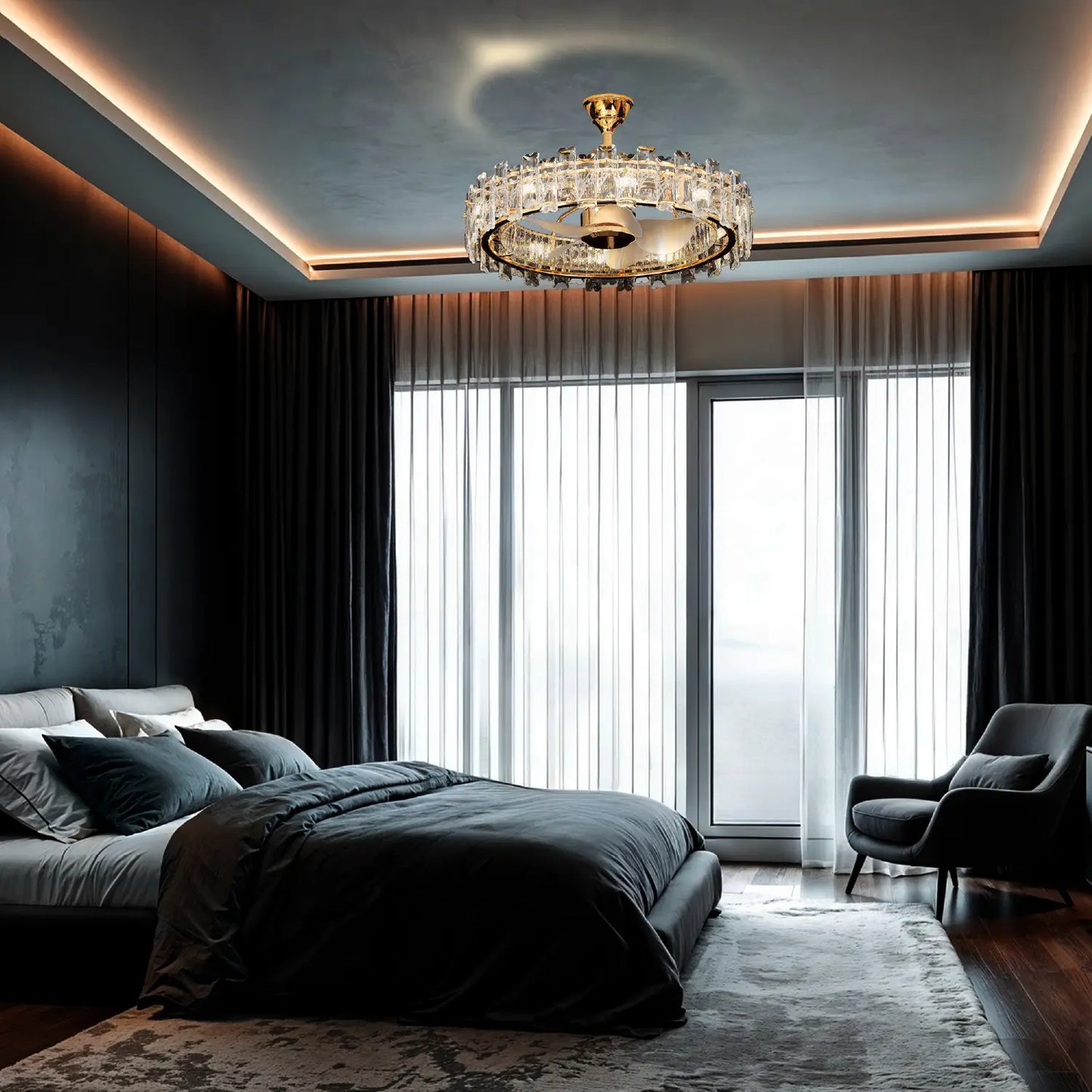 Ventilador Clásico CLASSVE00085 Dorado con Cristal Class Iluminación