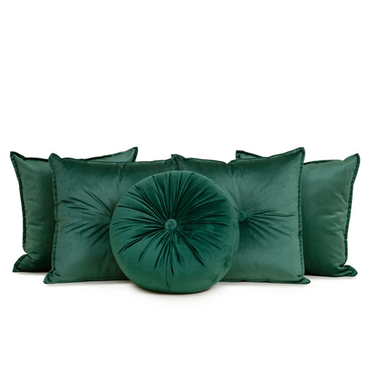 Set 5 Cojines Decorativos A&A Esmeralda — Elegancia Verde Vibrante · Interior