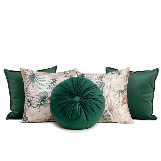 Set 5 Cojines Decorativos A&A Esmeralda — Energía Verde Sofisticada · Interior
