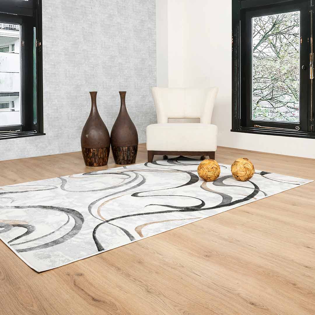 Tapete Decorativo Fatima T2322 Gris / Crema – Abstracto · Interior