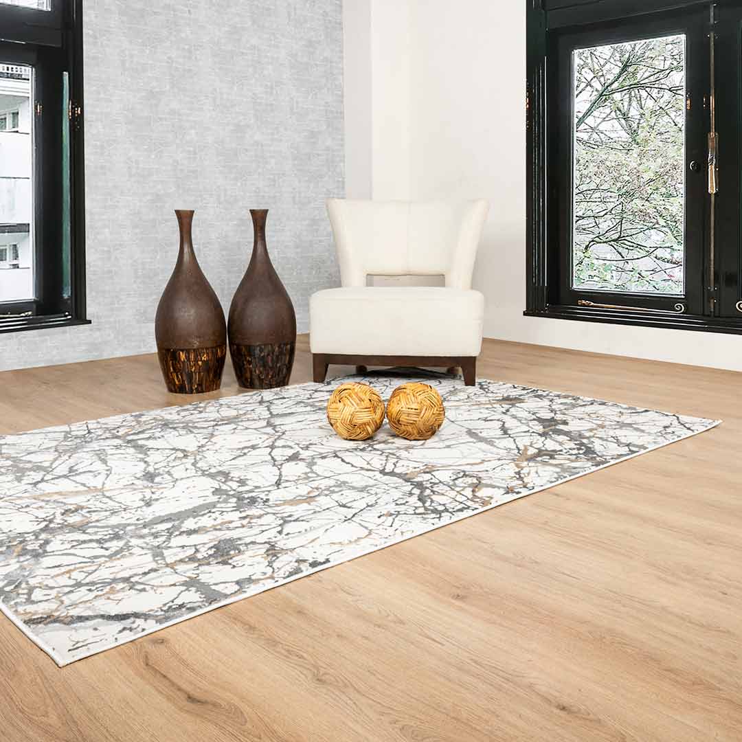 Tapete Decorativo Fatima T2323 Gris / Crema – Abstracto · Interior