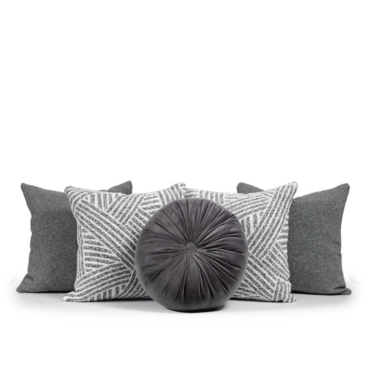 Set 5 Cojines Decorativos A&A Gris — Elegancia Serena Contemporánea · Interior
