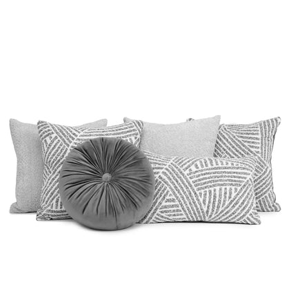 Set 6 Cojines Decorativos A&A Gris — Elegancia Serena Aterciopelada · Interior
