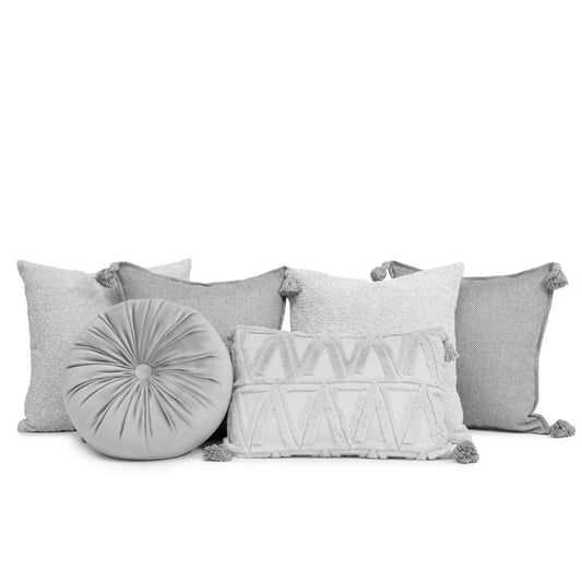 Set 6 Cojines Decorativos A&A Gris — Sofisticación Serena · Interior