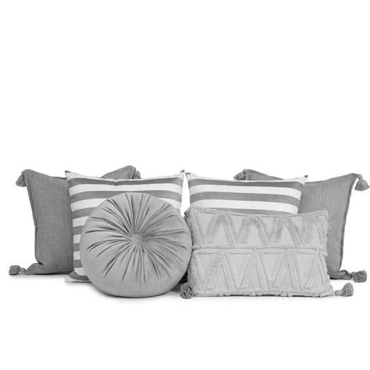 Set 6 Cojines Decorativos A&A Gris — Elegancia Serena · Interior