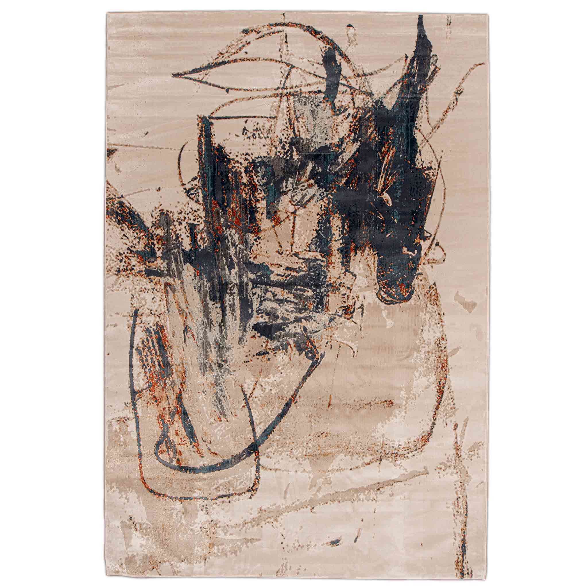 Tapete Decorativo Hatay 1064C Azul / Ocre – Abstracto · Interior