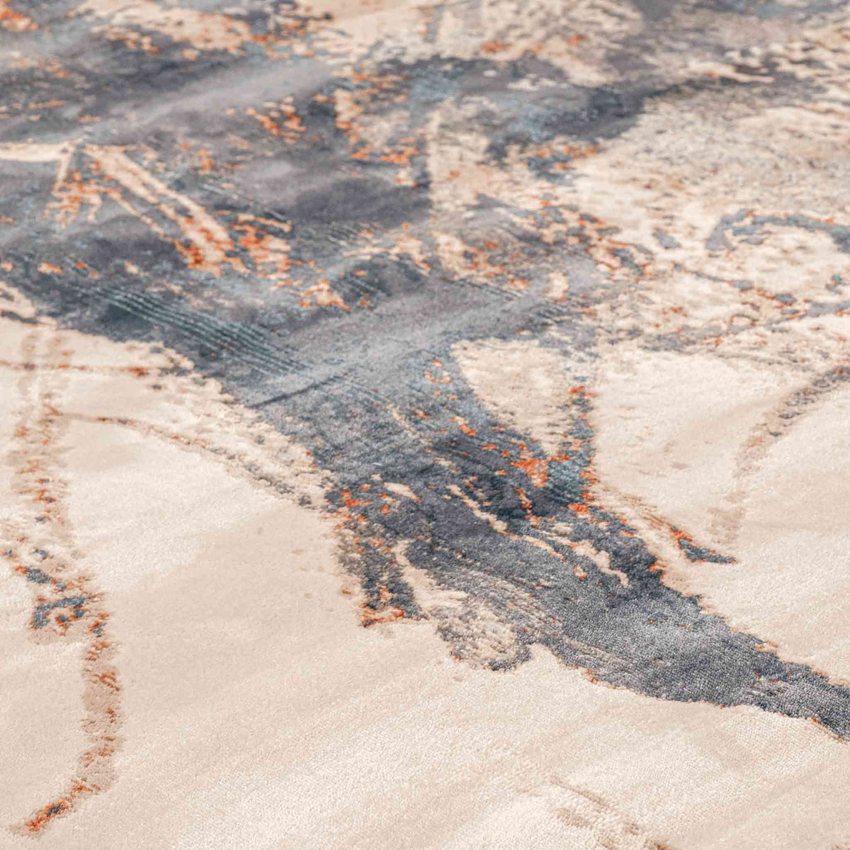 Tapete Decorativo Hatay 1064C Azul / Ocre – Abstracto · Interior