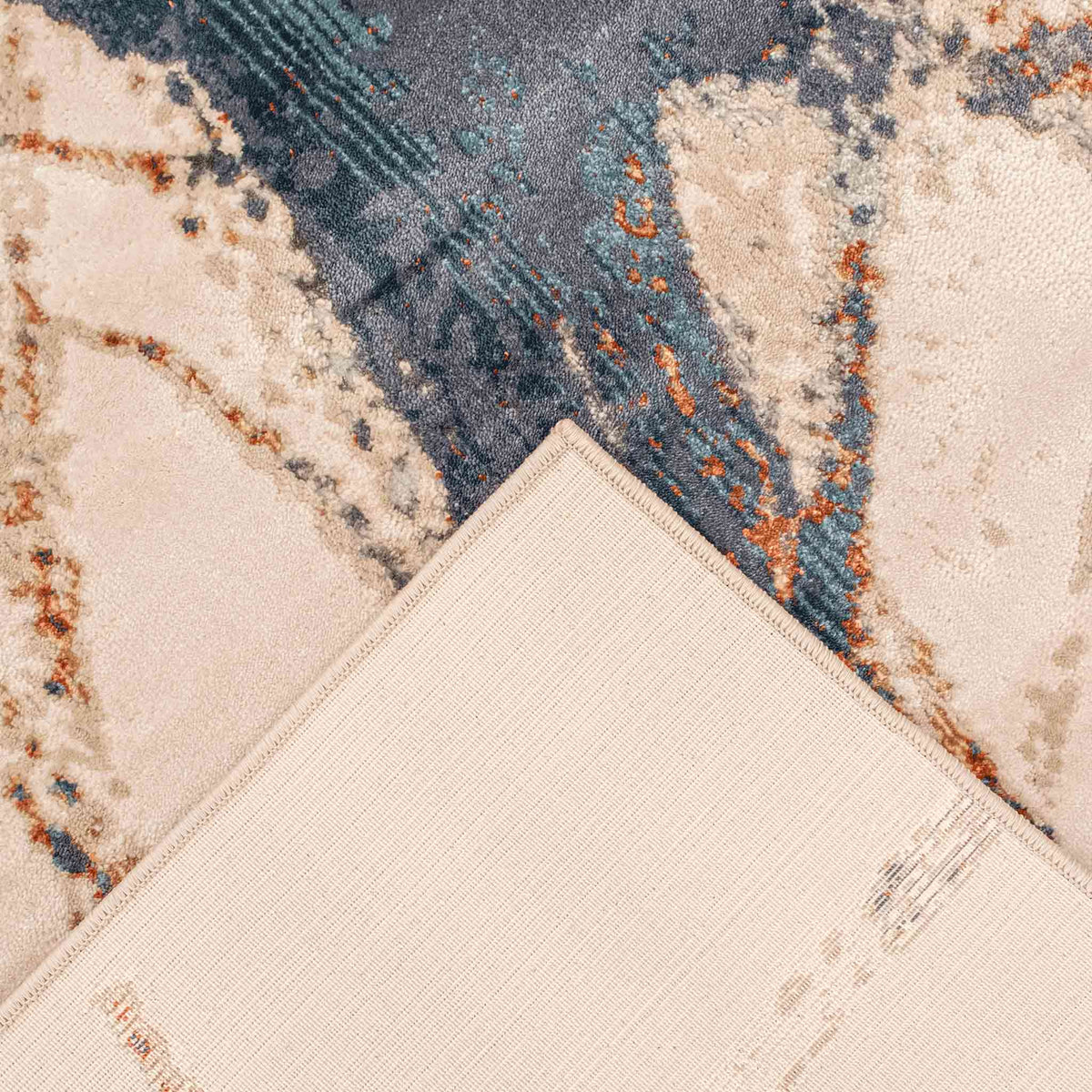 Tapete Decorativo Hatay 1064C Azul / Ocre – Abstracto · Interior
