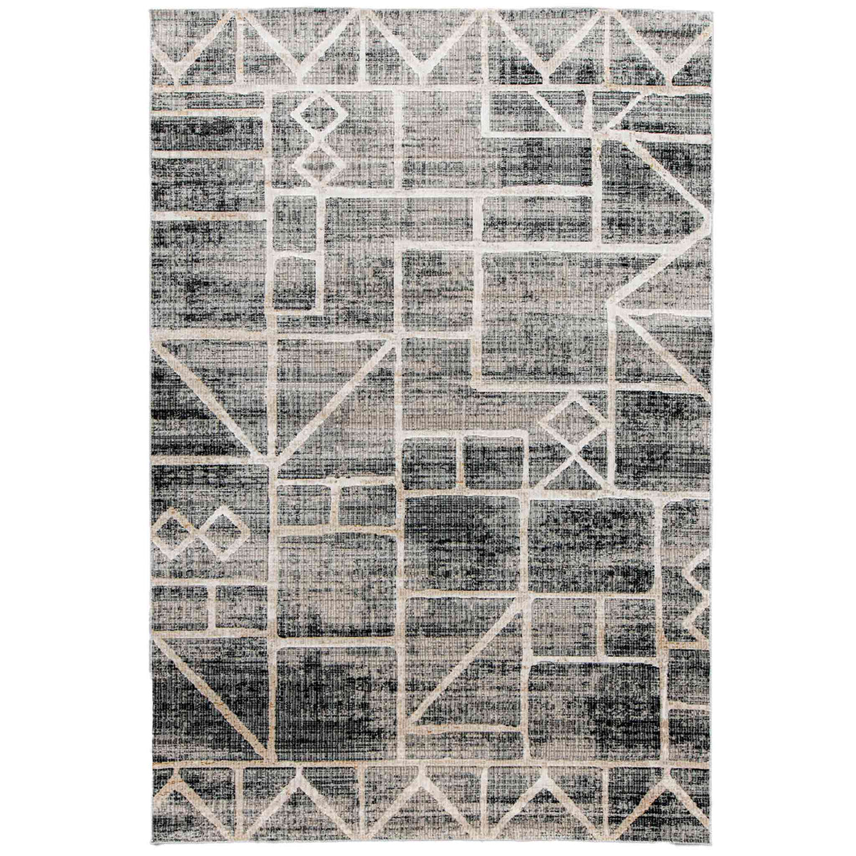 Tapete Decorativo Kale 1091C Gris / Negro – Geométrico · Interior