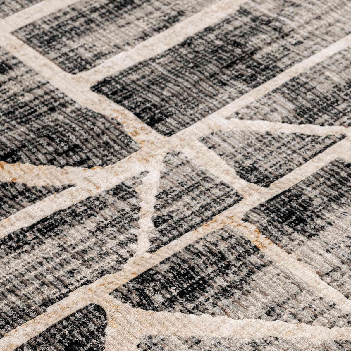 Tapete Decorativo Kale 1091C Gris / Negro – Geométrico · Interior
