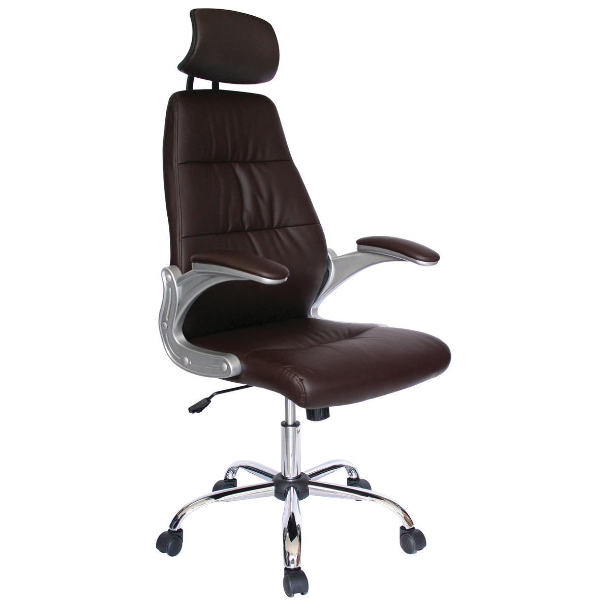 Silla Ejecutiva Módena Café – Ergonómica con Respaldo Fijo y Base Cromada