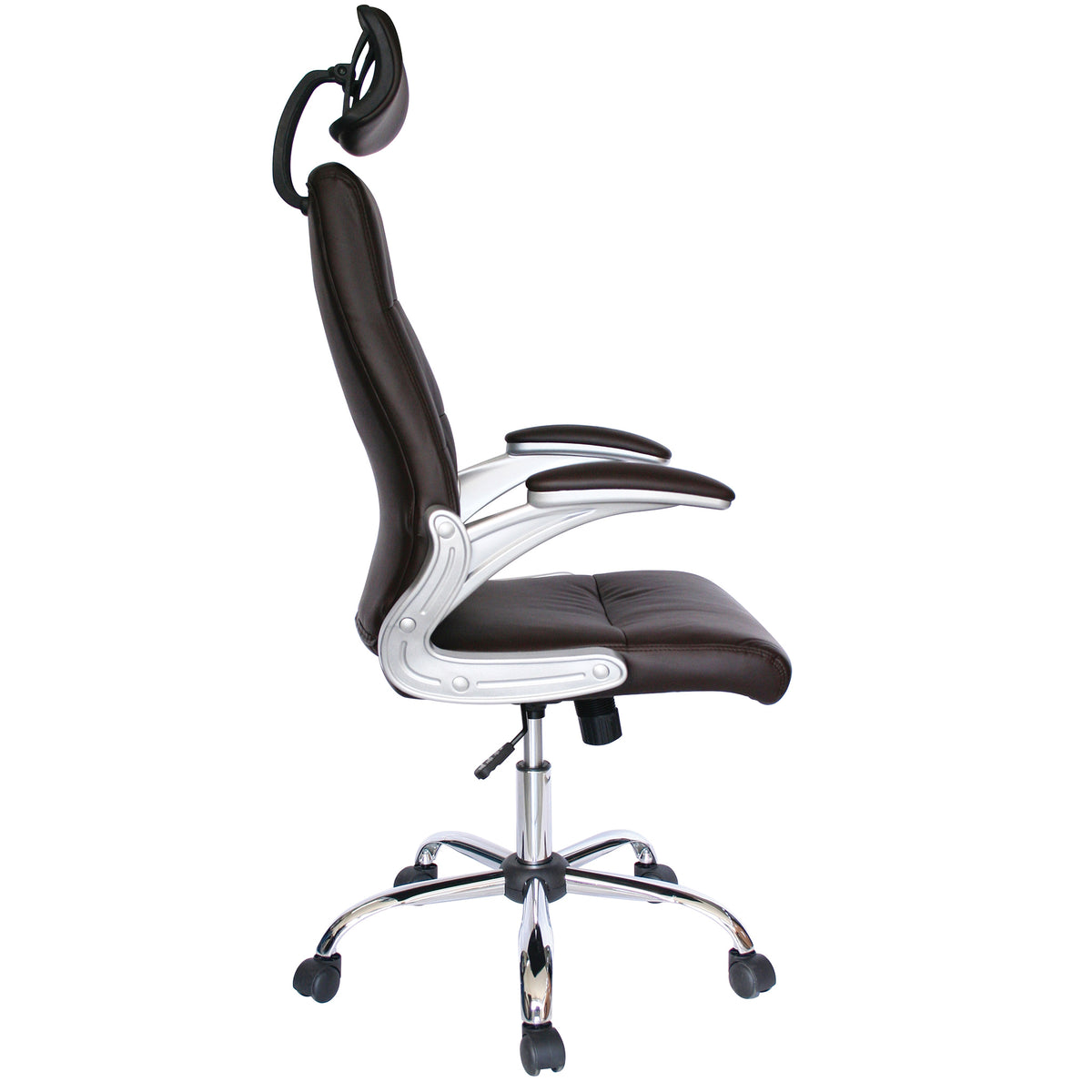 Silla Ejecutiva Módena Café – Ergonómica con Respaldo Fijo y Base Cromada