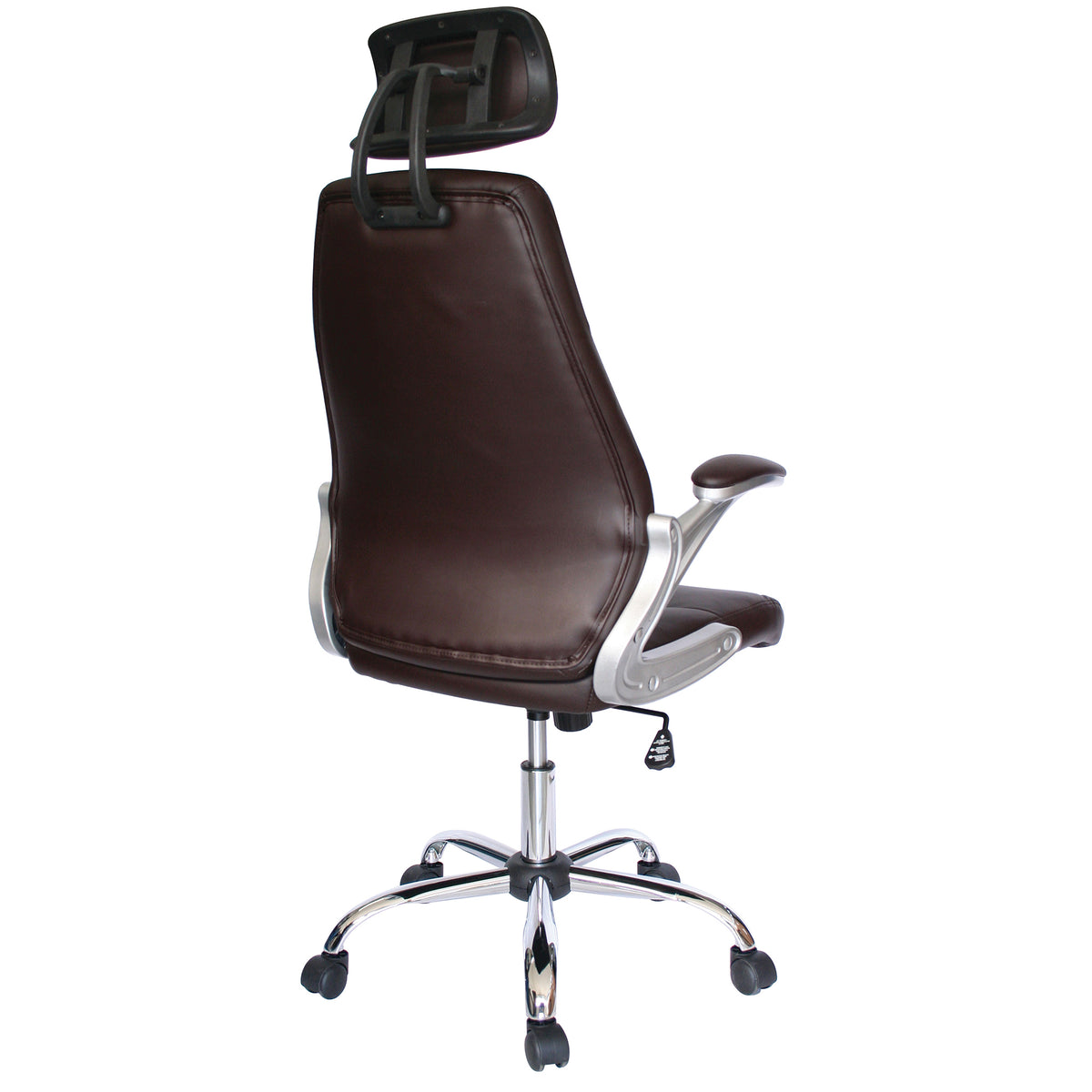 Silla Ejecutiva Módena Café – Ergonómica con Respaldo Fijo y Base Cromada