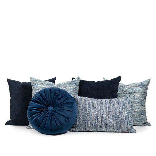 Set 6 Cojines Decorativos A&A Marino — Profundidad Azul Sofisticada · Interior