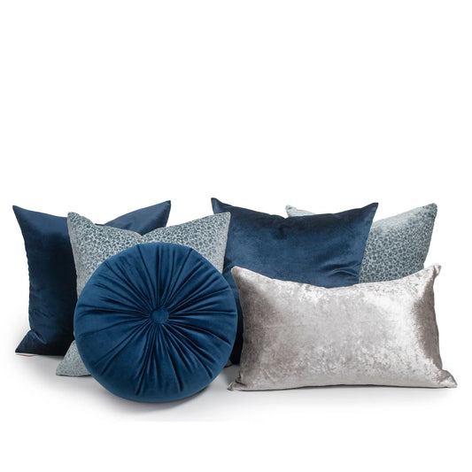Set 6 Cojines Decorativos A&A Marino — Serenidad Azul Profundo · Interior