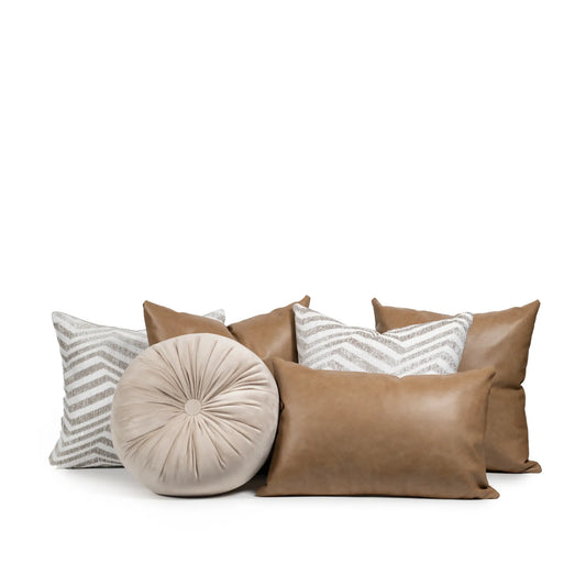Set 6 Cojines Decorativos A&A Mocha — Calidez Neutral Contemporánea · Interior