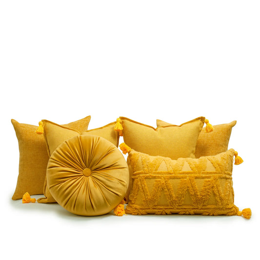 Set 6 Cojines Decorativos A&A Mostaza — Calidez Vibrante · Interior