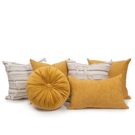 Set 6 Cojines Decorativos A&A Mostaza — Calidez Esponjosa Contemporánea · Interior