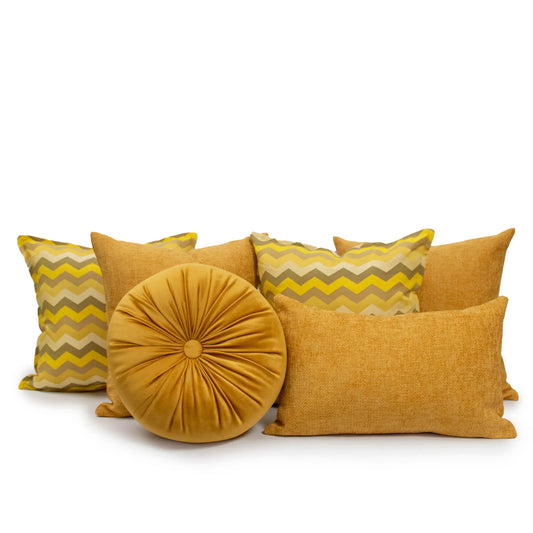 Set 6 Cojines Decorativos A&A Mostaza — Calidez Contemporánea · Interior