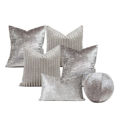 Set 6 Cojines Decorativos A&A Niebla — Lujo Metálico Contemporáneo · Interior