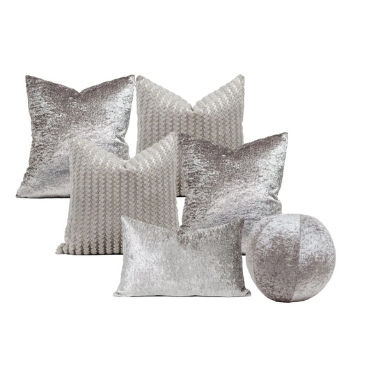 Set 6 Cojines Decorativos A&A Niebla — Lujo Metálico Contemporáneo · Interior