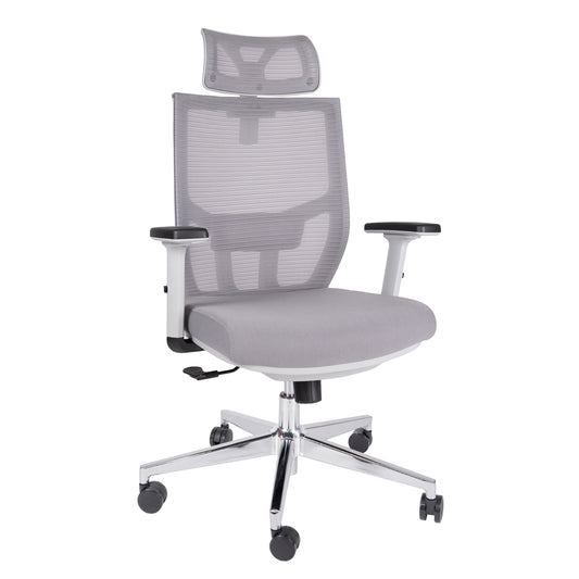 Silla Ejecutiva Aiko OHE-705 Gris – Diseño Ergonómico con Cabecera y Soporte Lumbar Ajustable