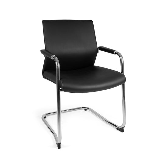Silla de Visita Vanto OHV-78 Negra – Diseño Ejecutivo con Respaldo Medio y Base Tipo Trineo