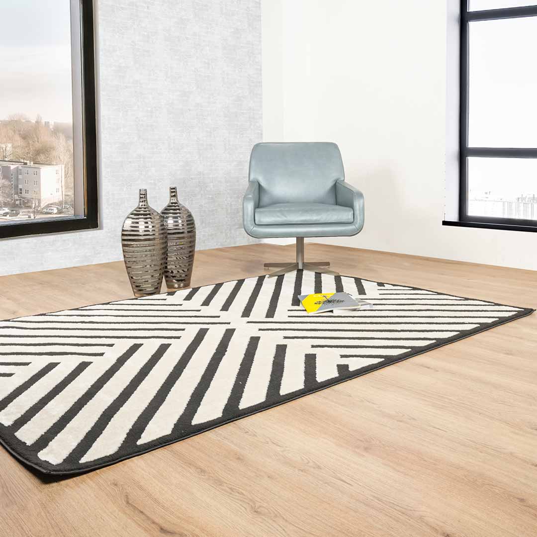 Tapete Decorativo Optika T9050 Crema / Negro – Geométrico · Interior