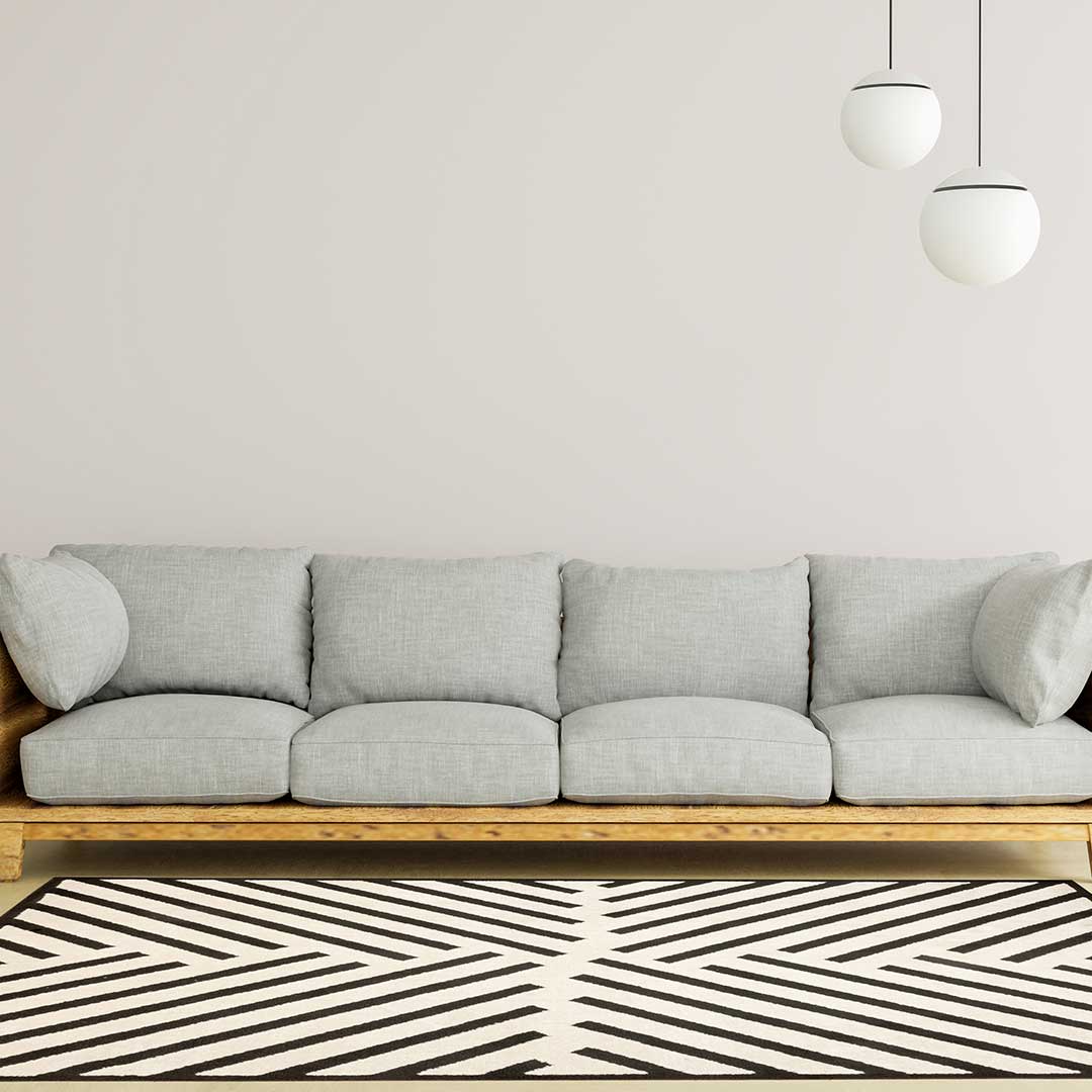 Tapete Decorativo Optika T9050 Crema / Negro – Geométrico · Interior