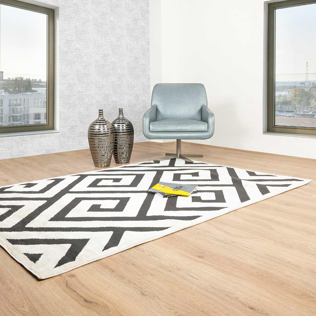 Tapete Decorativo Optica T9042 Crema / Negro – Geométrico · Interior