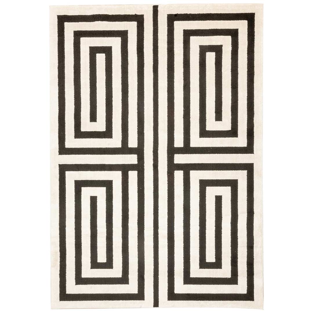 Tapete Decorativo Optika T9043 Crema / Negro – Geométrico · Interior